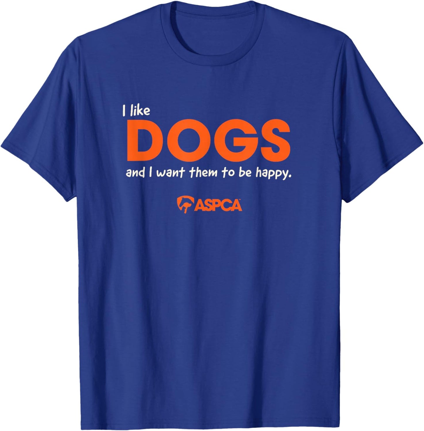 ASPCA I Like Dogs Adults Black Cotton 100% Classic Fit Short Sleeve T-Shirt - T-Shirt | Royal