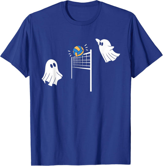 Funny Volleyball Halloween Ghost-Volleyball Sports Lovers T-Shirt - T-Shirt | Royal