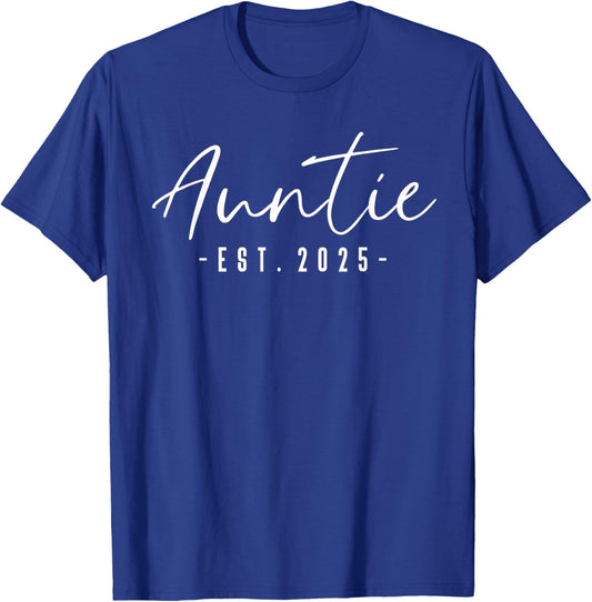 Auntie Est 2025 Auntie to Be Gifts New Aunt Pregnancy T-Shirt - T-Shirt | Royal