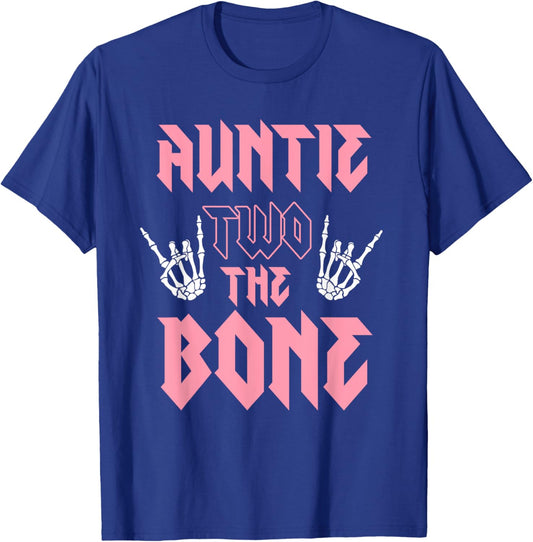 Auntie Two the Bone Birthday 2 Years Old Birthday Girl T-Shirt - T-Shirt | Royal