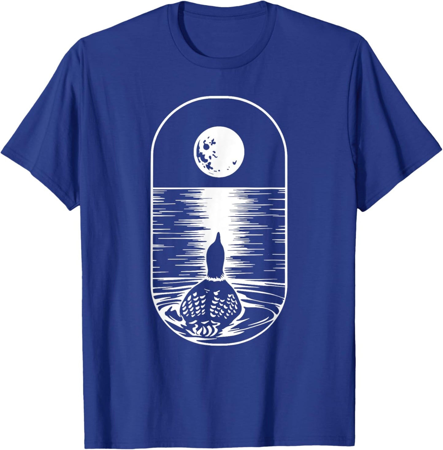 Loon and the Moon Common Loon Minnesota Lake Loon T-Shirt - T-Shirt | Royal