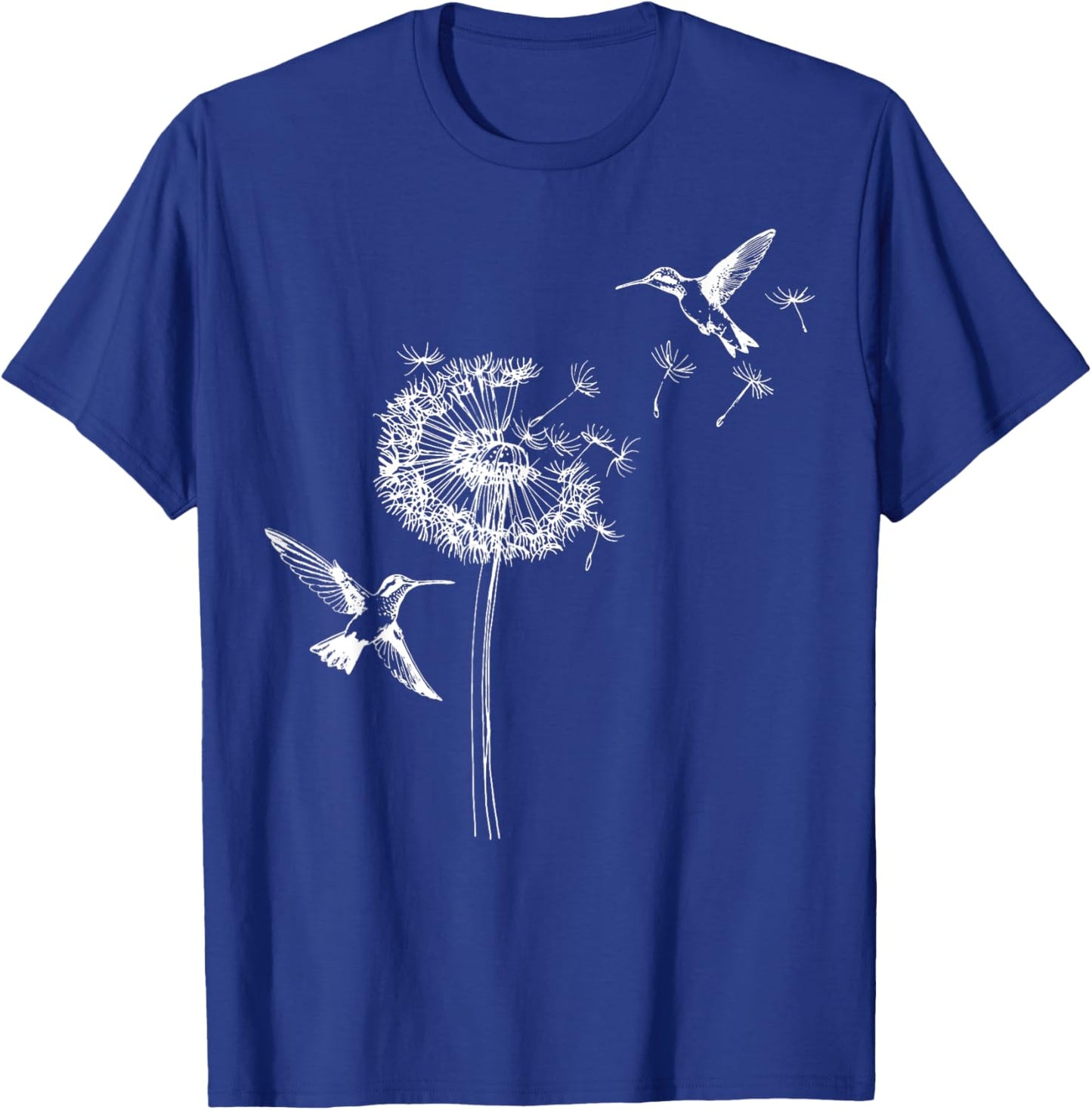 Hummingbird Bird Floral Dandelion Spring Birds Flower T-Shirt - T-Shirt | Royal