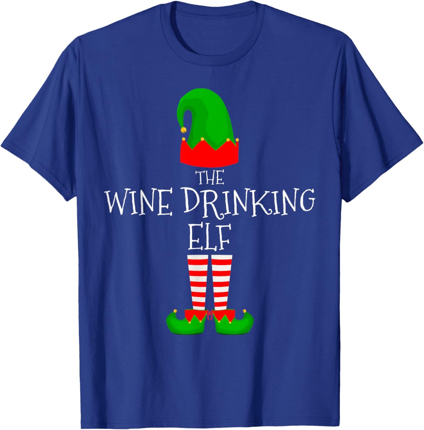 Wine Drinking Elf Family Matching Group Christmas Elves T-Shirt - T-Shirt | Royal