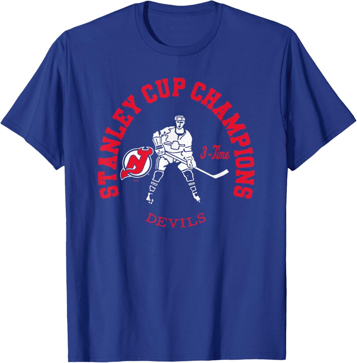 New Jersey Devils Stanley Cup Champions 3-Time Black T-Shirt - T-Shirt | Royal