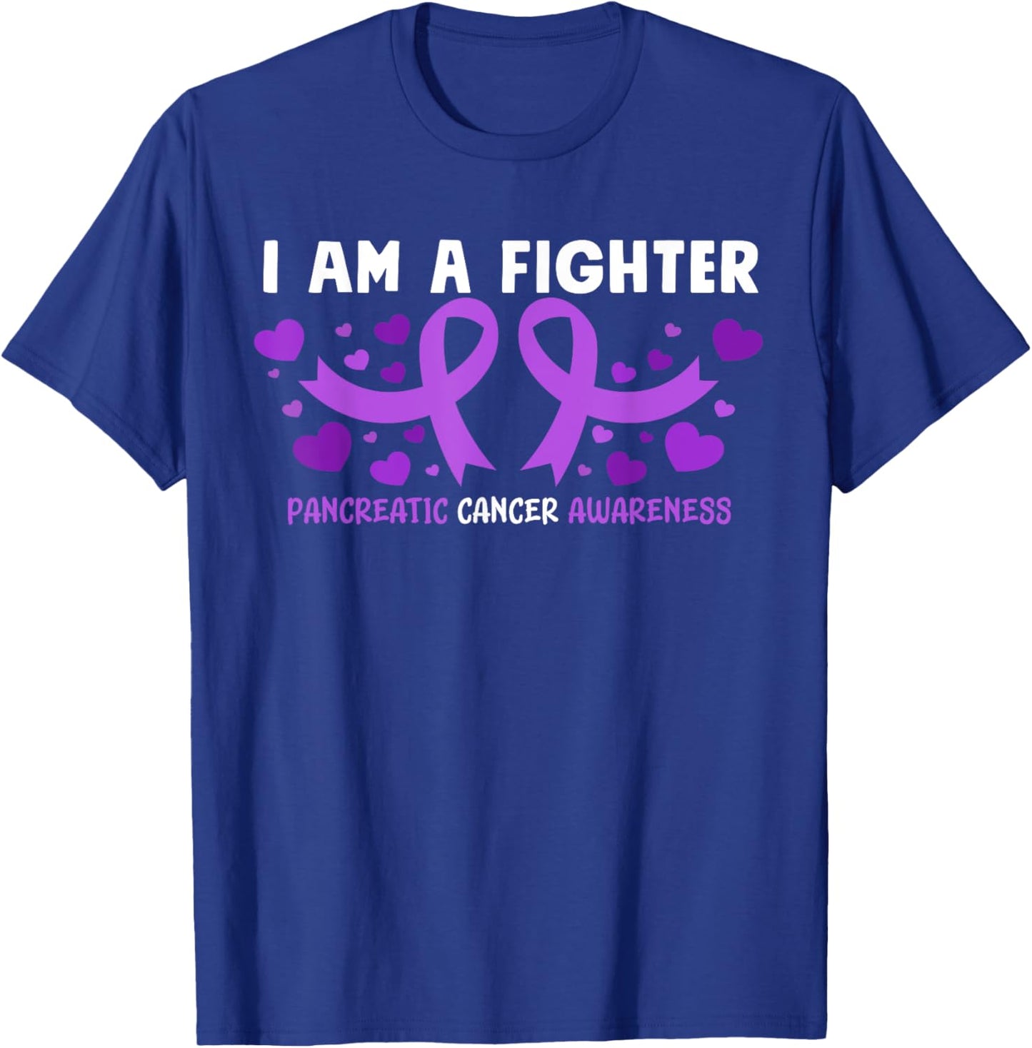 Pancreatic Cancer Awareness Purple Ribbon Heart T-Shirt - T-Shirt | Royal