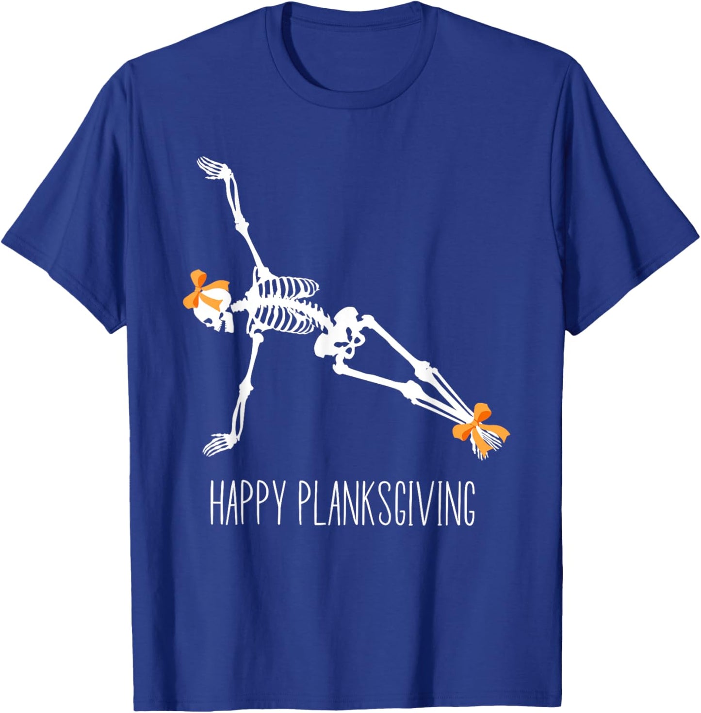 Happy Planksgiving Flowy Yoga Skeleton Thanksgiving Yoga T-Shirt - T-Shirt | Royal