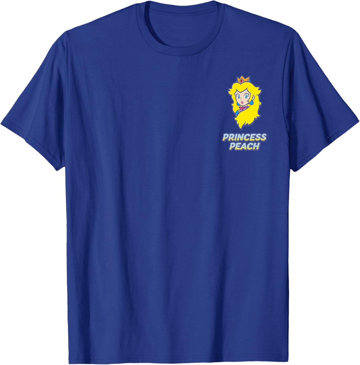 Super Mario Princess Peach Classic Blue Text Faux Pocket T-Shirt - T-Shirt | Royal