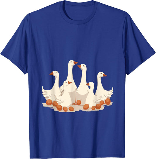 Six Geese A-Laying Cut-Out Stencil-Style 2 T-Shirt - T-Shirt | Royal