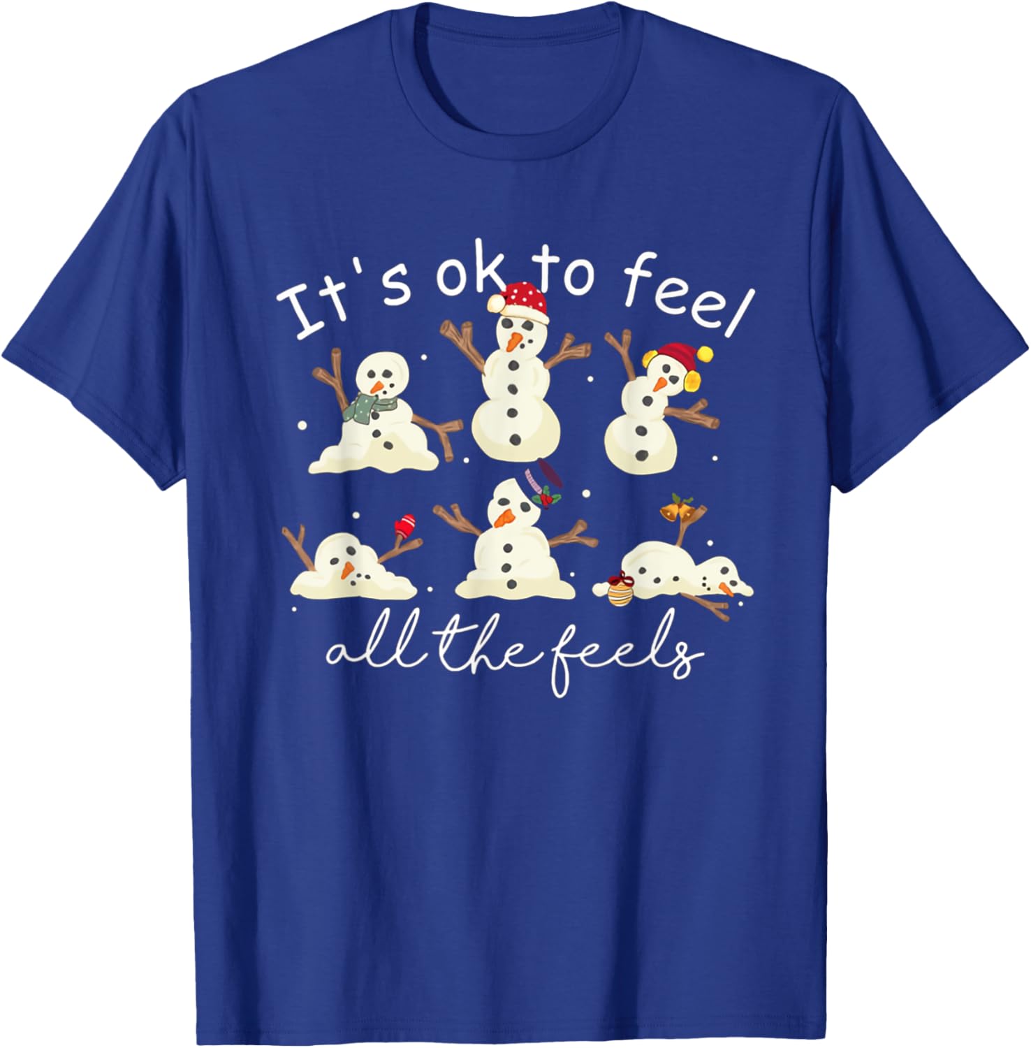 It's Ok To Feel All the Feels Mental Health Christmas T-Shirt - T-Shirt | Royal