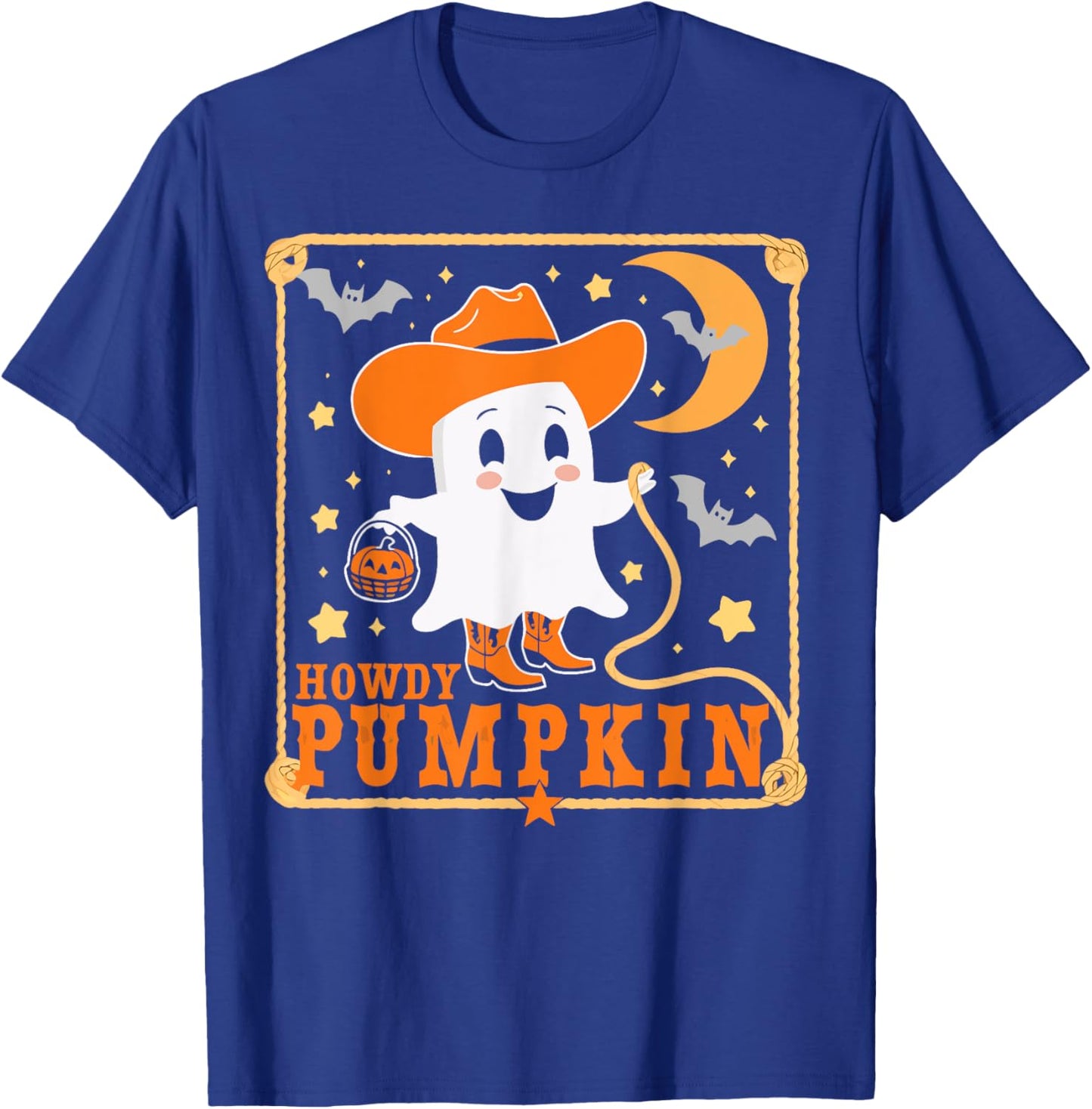 Retro Howdy Pumpkin Western Halloween Cowboy Costume T-Shirt - T-Shirt | Royal