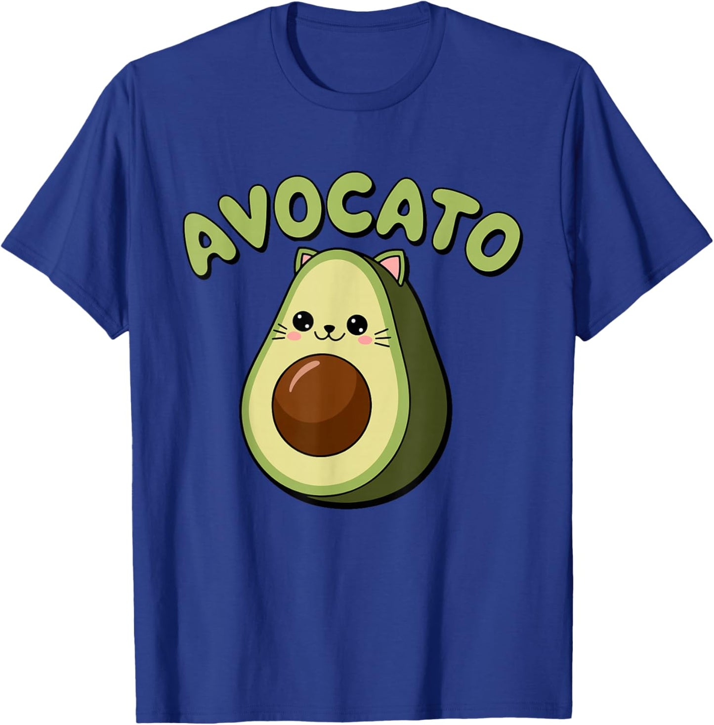 Avocato Funny Avocado Lover Cat Pun Print Men Women Kids T-Shirt - T-Shirt | Royal
