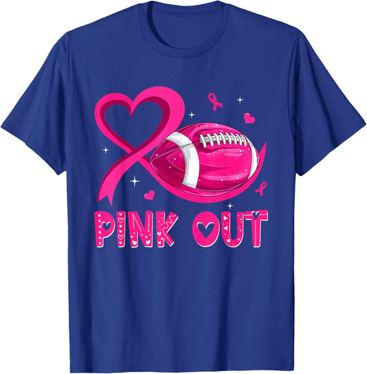 Pink Out Breast Cancer Awareness Football Pink Ribbon Women T-Shirt - T-Shirt | Royal