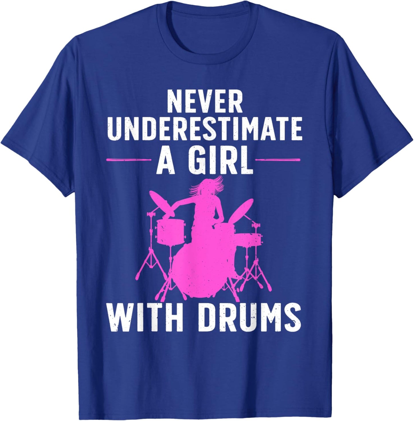 Funny Drummer Art For Girls Women Drumming Drum Set Drummer T-Shirt - T-Shirt | Royal