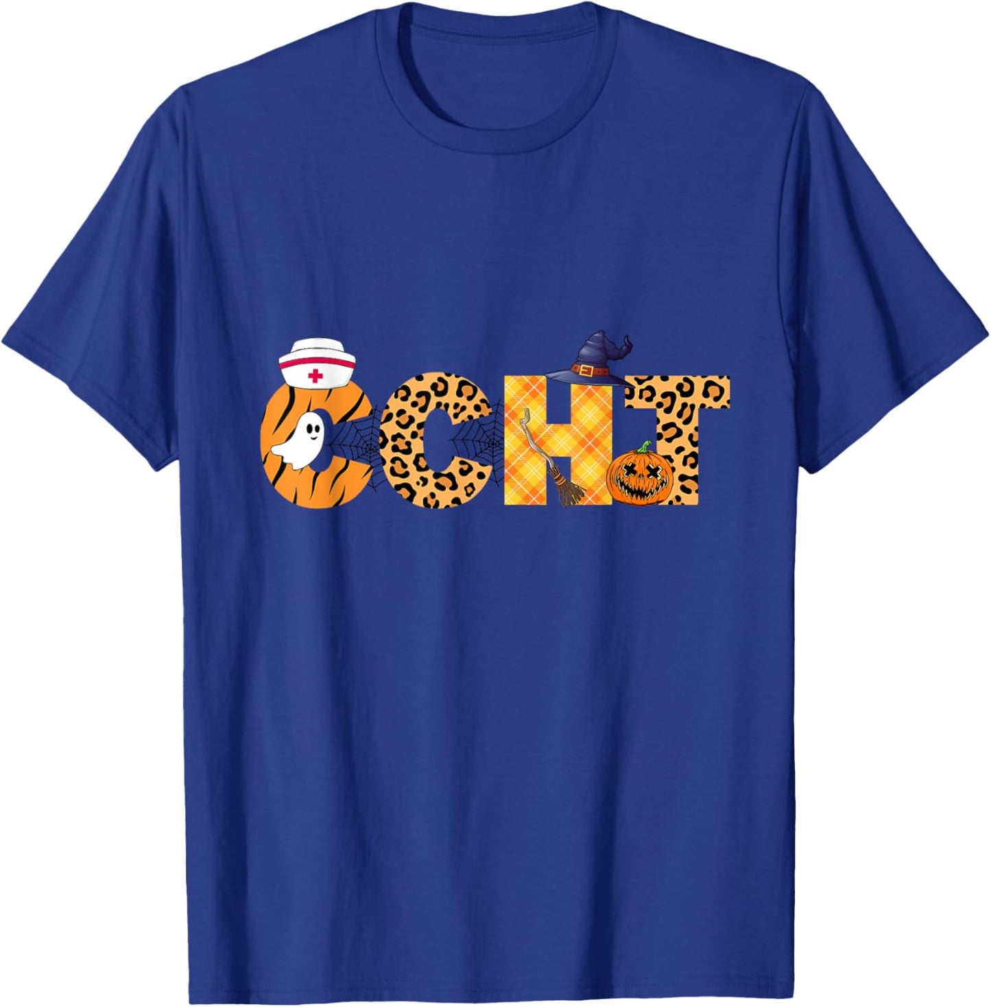 Leopard Ghost CCHT Halloween Costume Fall Scrub Top Women T-Shirt - T-Shirt | Royal