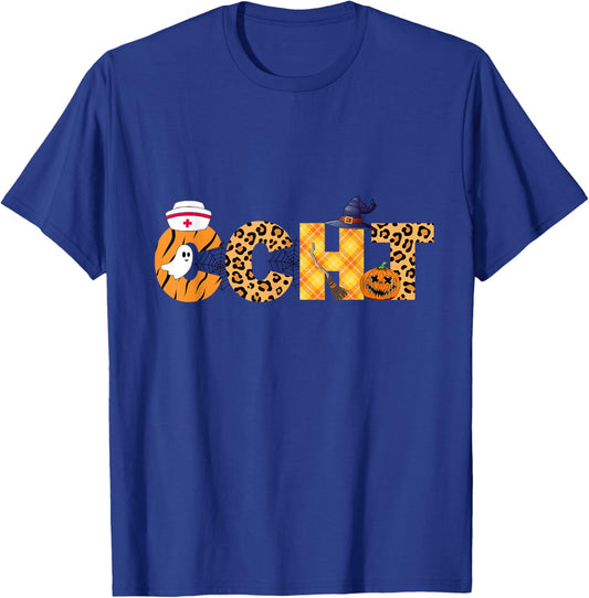 Leopard Ghost CCHT Halloween Costume Fall Scrub Top Women T-Shirt - T-Shirt | Royal