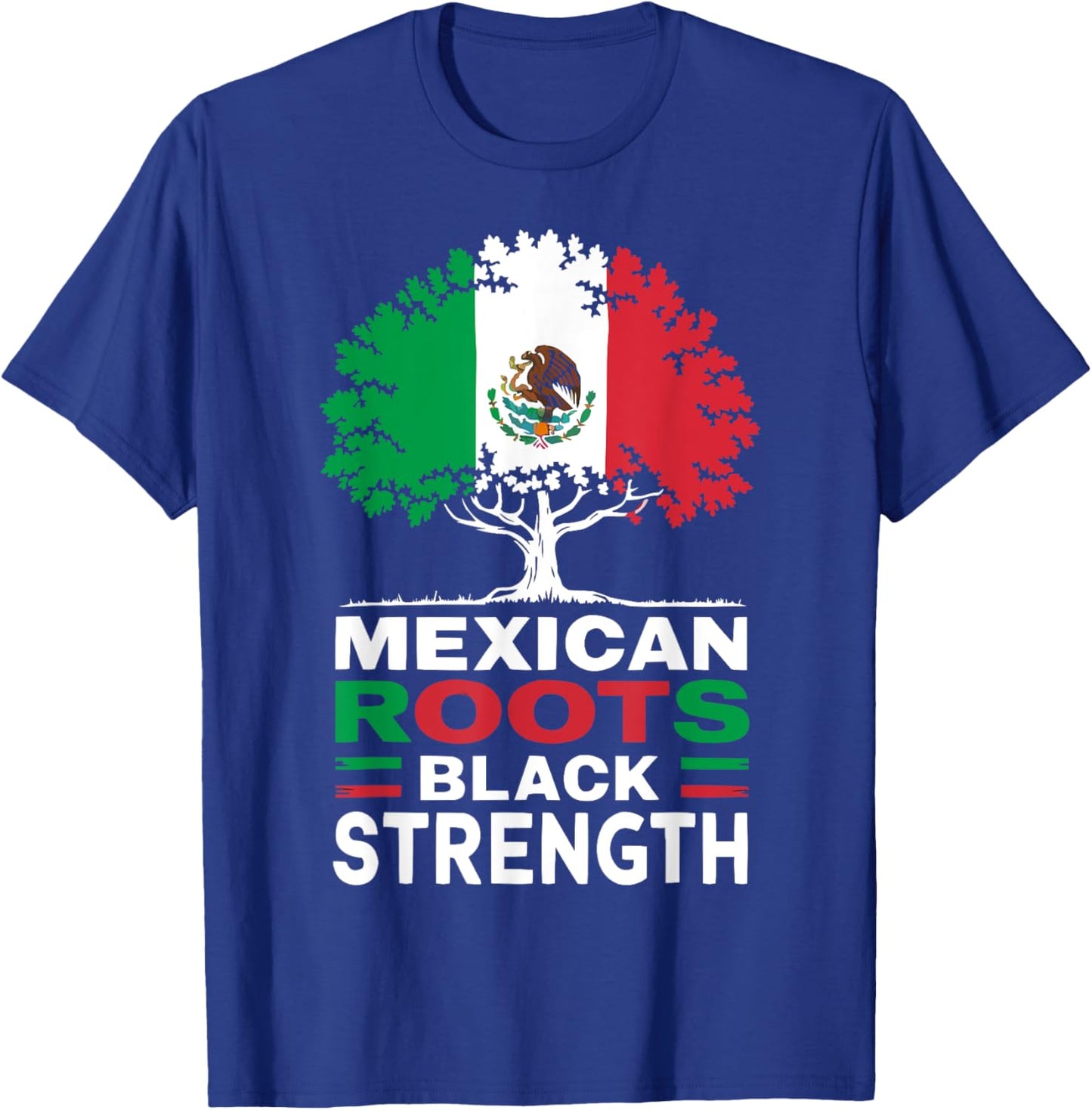 Half Mexican Half African American USA Flag Black America T-Shirt - T-Shirt | Royal