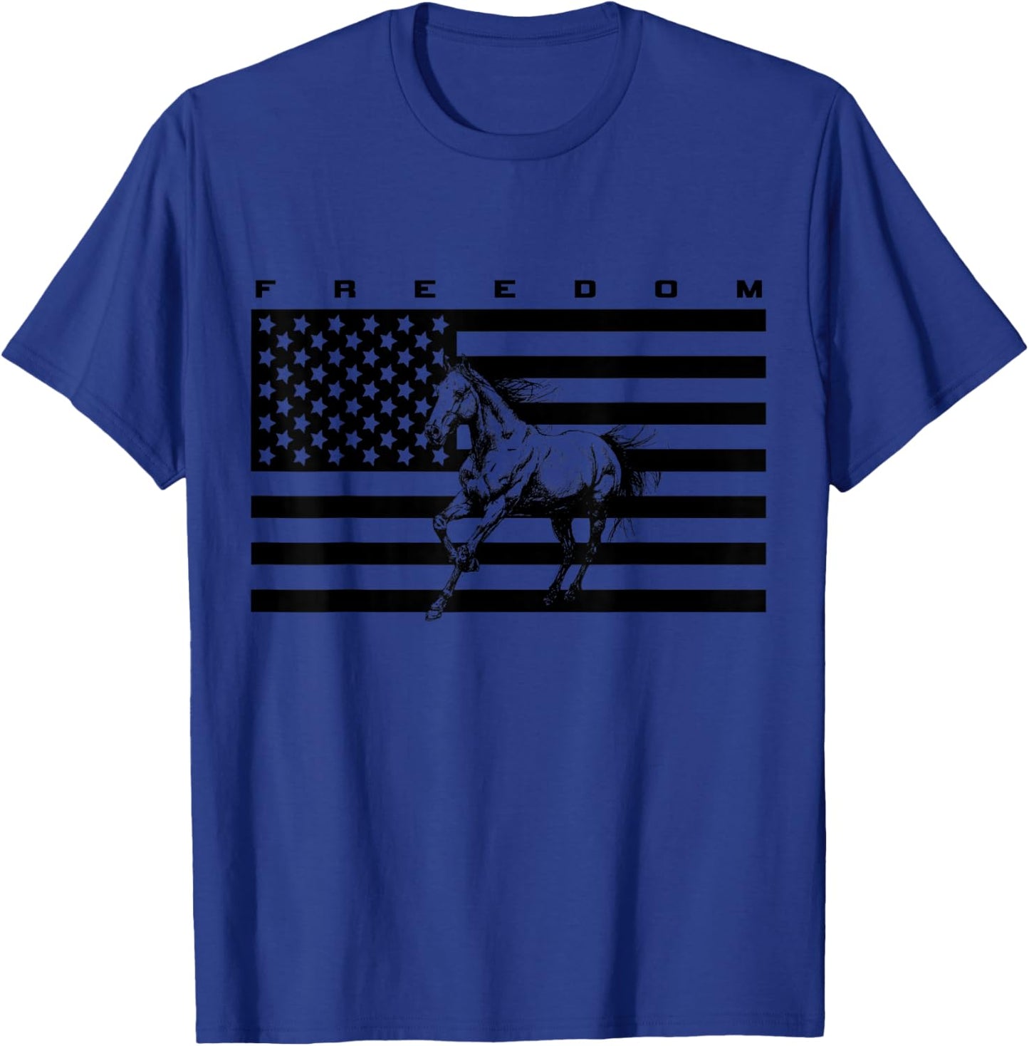 American Flag Horseback Riding Apparel - Horse T-Shirt - T-Shirt | Royal