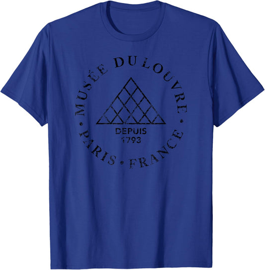 Louvre Museum Paris France Since 1793 Round Distressed Print T-Shirt - T-Shirt | Royal