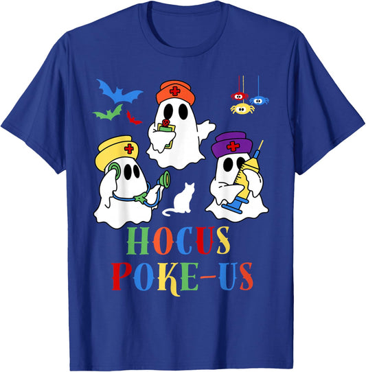 Hocus Poke-Us Nurse Halloween Medical Phlebotomy Injections T-Shirt - T-Shirt | Royal