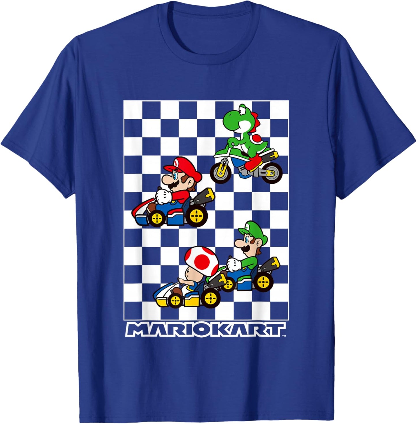 Mario Kart Racing Big Nintendo 4 Character Portrait T-Shirt - T-Shirt | Royal