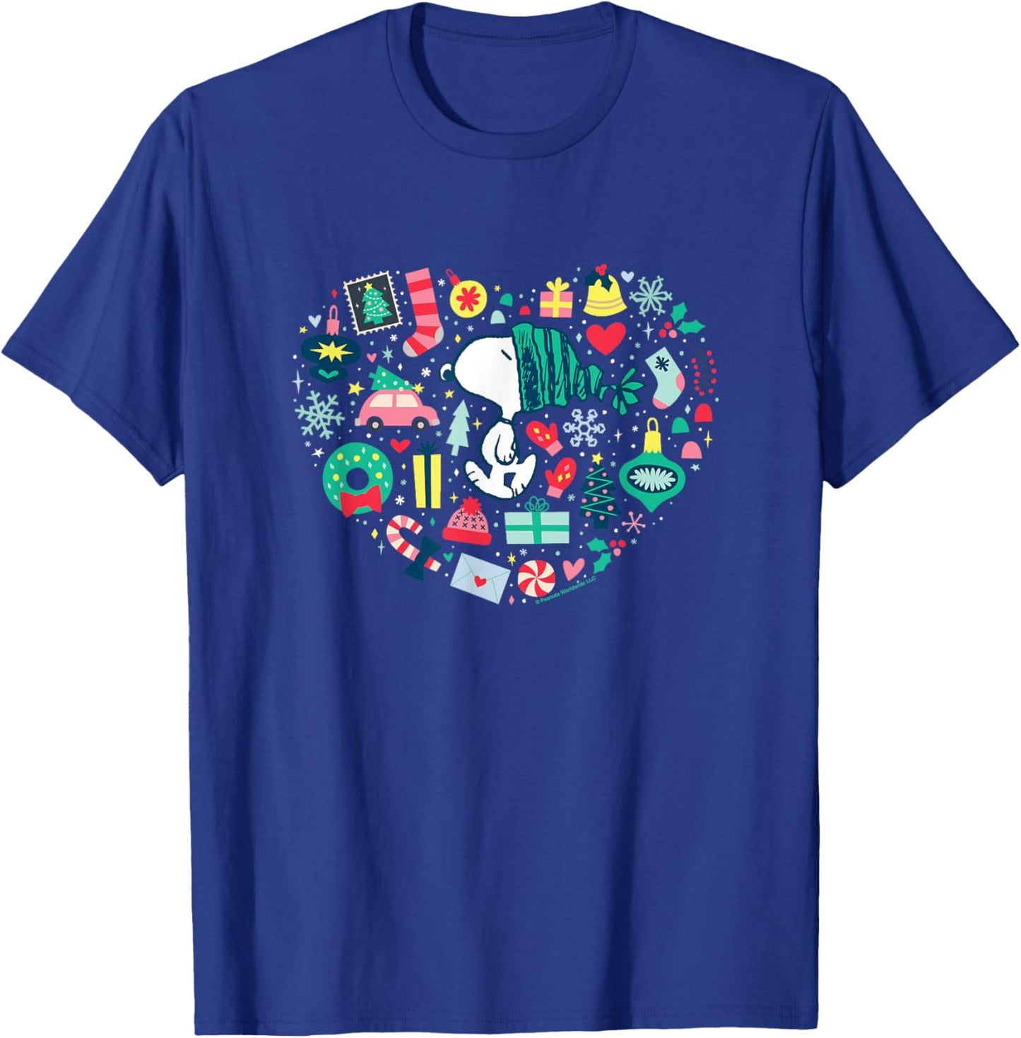 Peanuts Christmas Snoopy Xmas Love Heart T-Shirt - T-Shirt | Royal