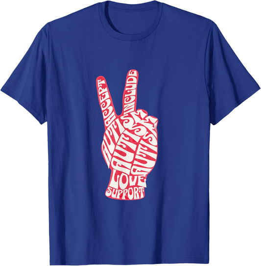 Autism Peace Sign Love Accept Include Support Acceptance T-Shirt - T-Shirt | Royal