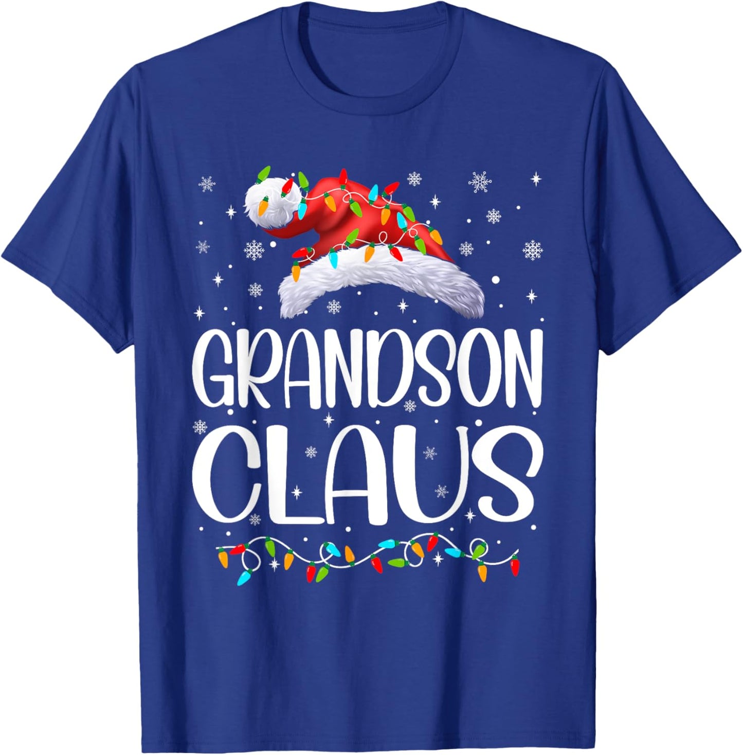 Grandson Claus Xmas Lights Christmas Pajama Matching Family T-Shirt - T-Shirt | Royal