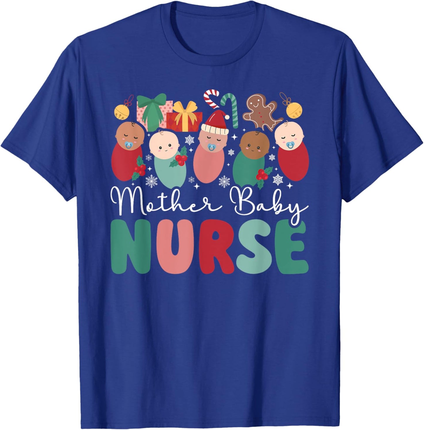 Mother Baby Nurse Christmas Postpartum Nurse Xmas Party T-Shirt - T-Shirt | Royal