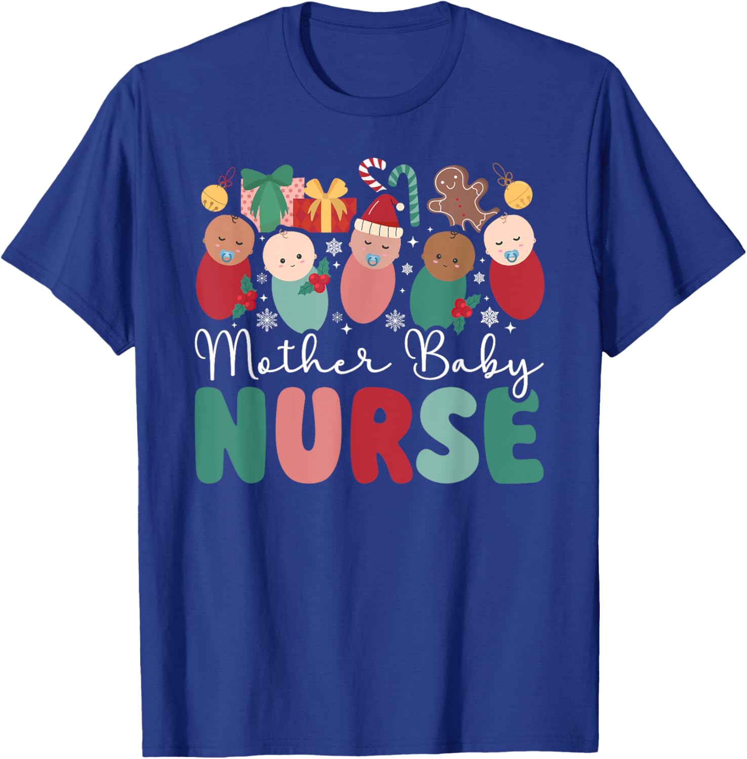 Mother Baby Nurse Christmas Postpartum Nurse Xmas Party T-Shirt - T-Shirt | Royal