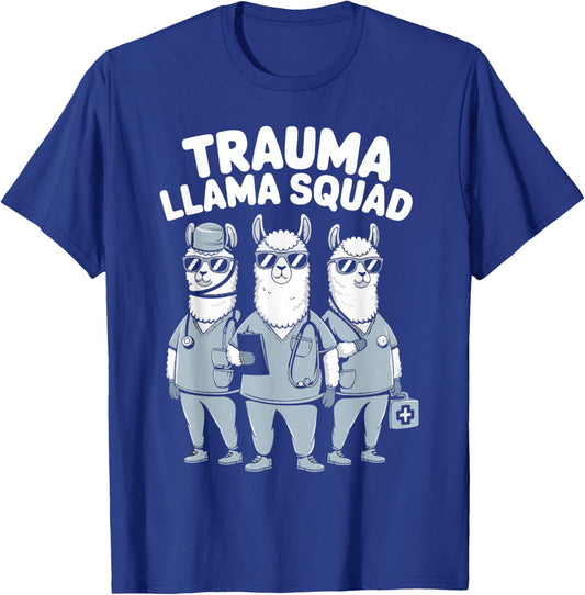 Trauma Llama Squad Funny Medical Paramedic Humor T-Shirt - T-Shirt | Royal