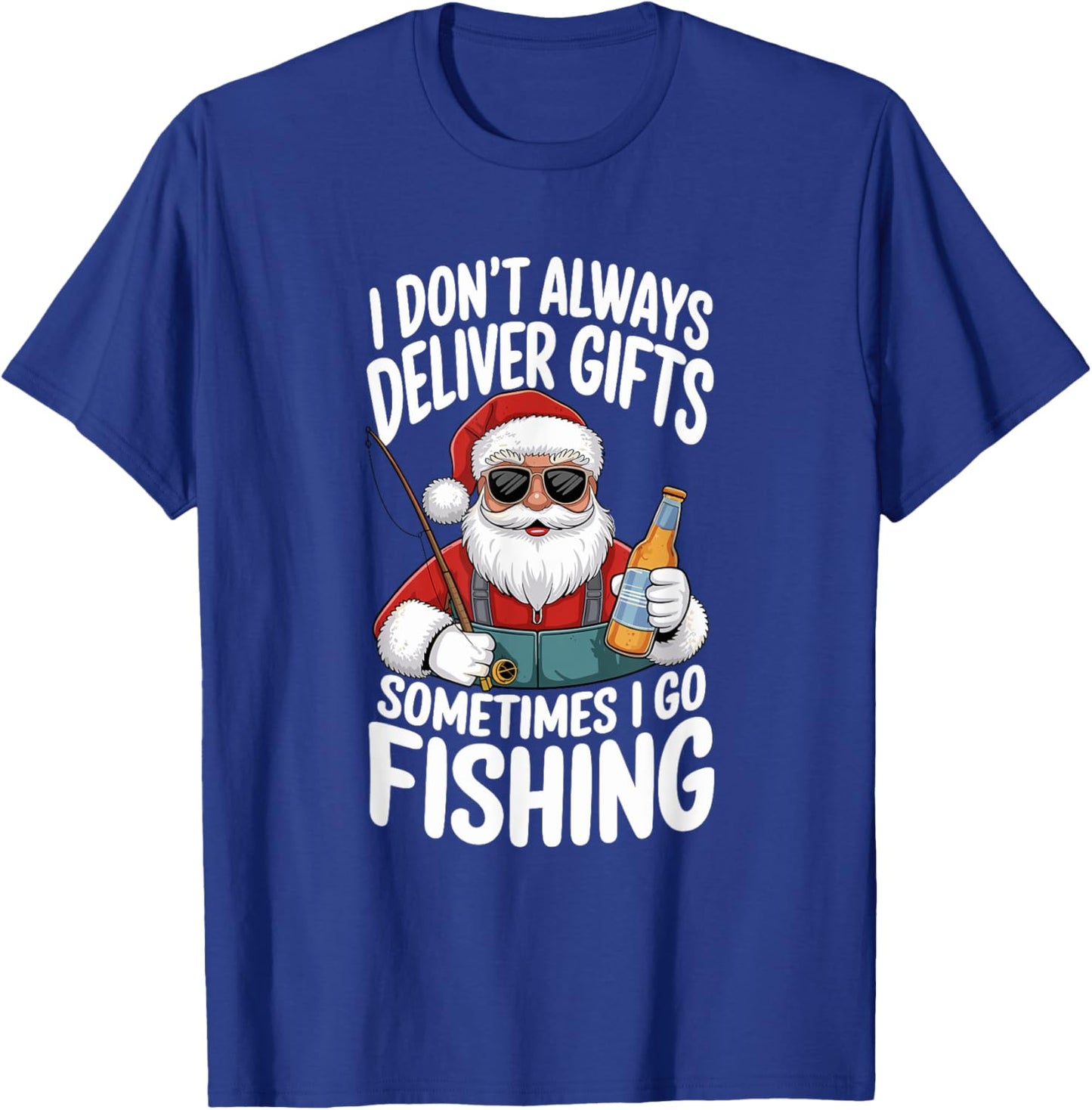 Santa Fishing Funny Christmas Fisherman T-Shirt - T-Shirt | Royal
