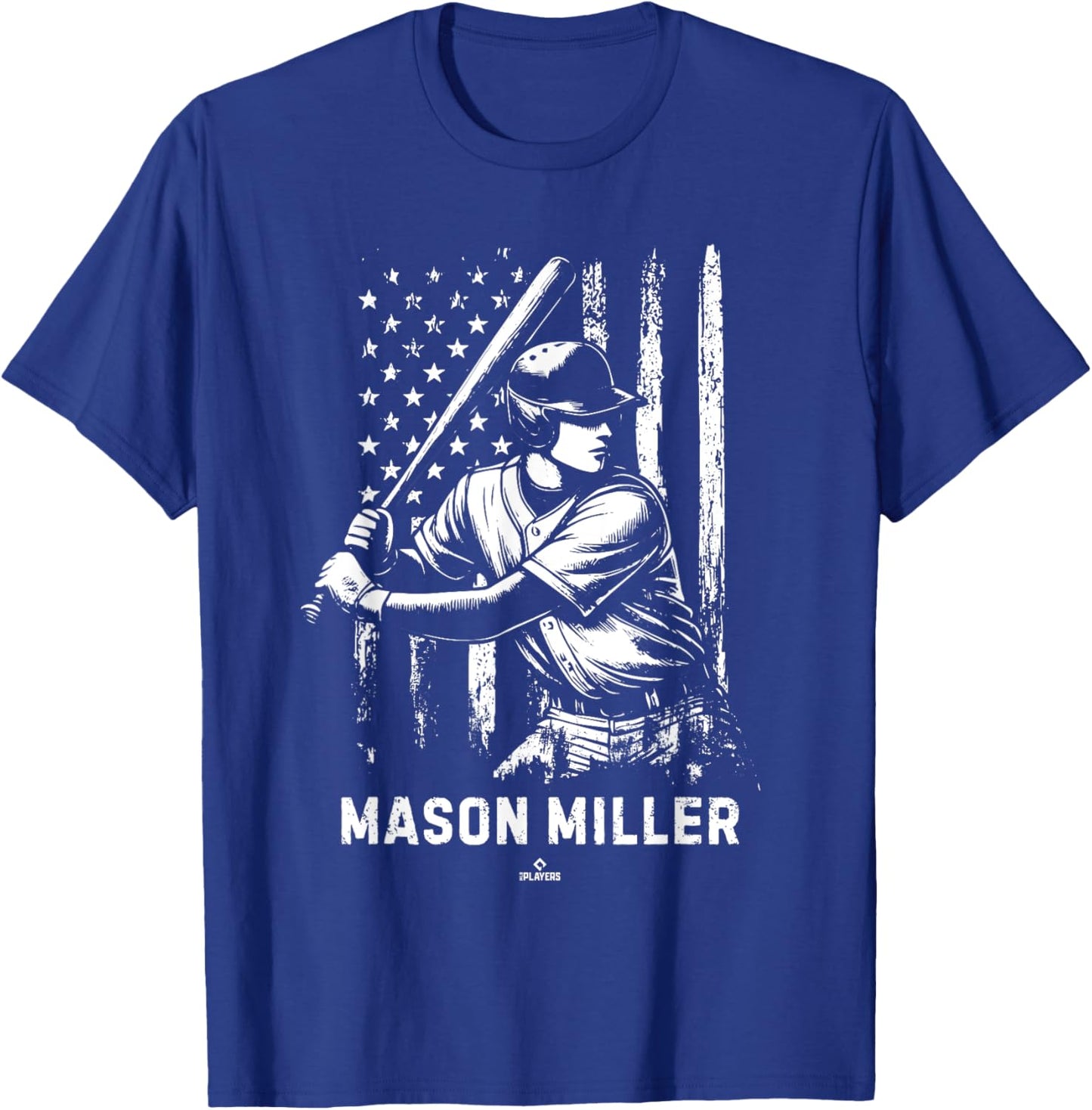Player Illustration Flag Mason Miller Prospect Baseball Fan T-Shirt - T-Shirt | Royal