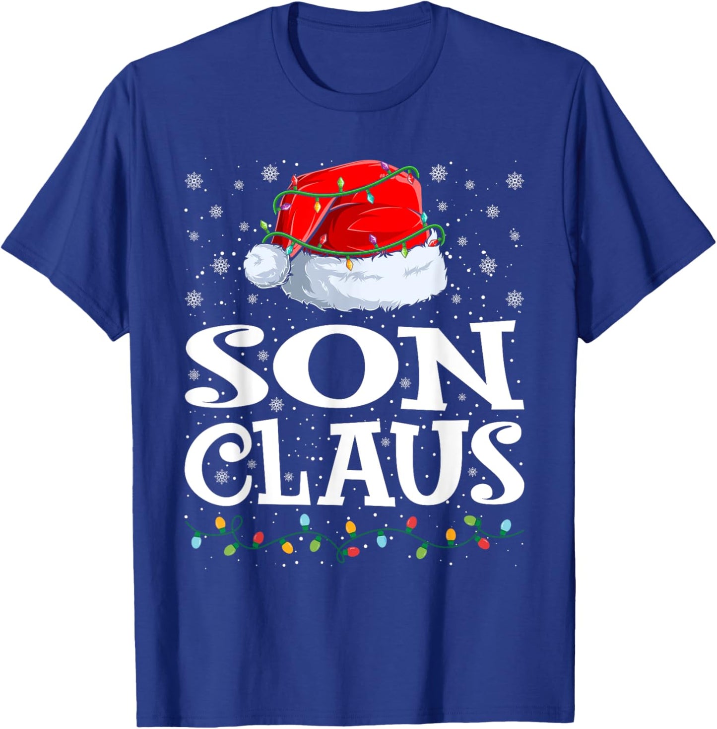 Son Claus Christmas Lights Santa Hat Family Matching T-Shirt - T-Shirt | Royal