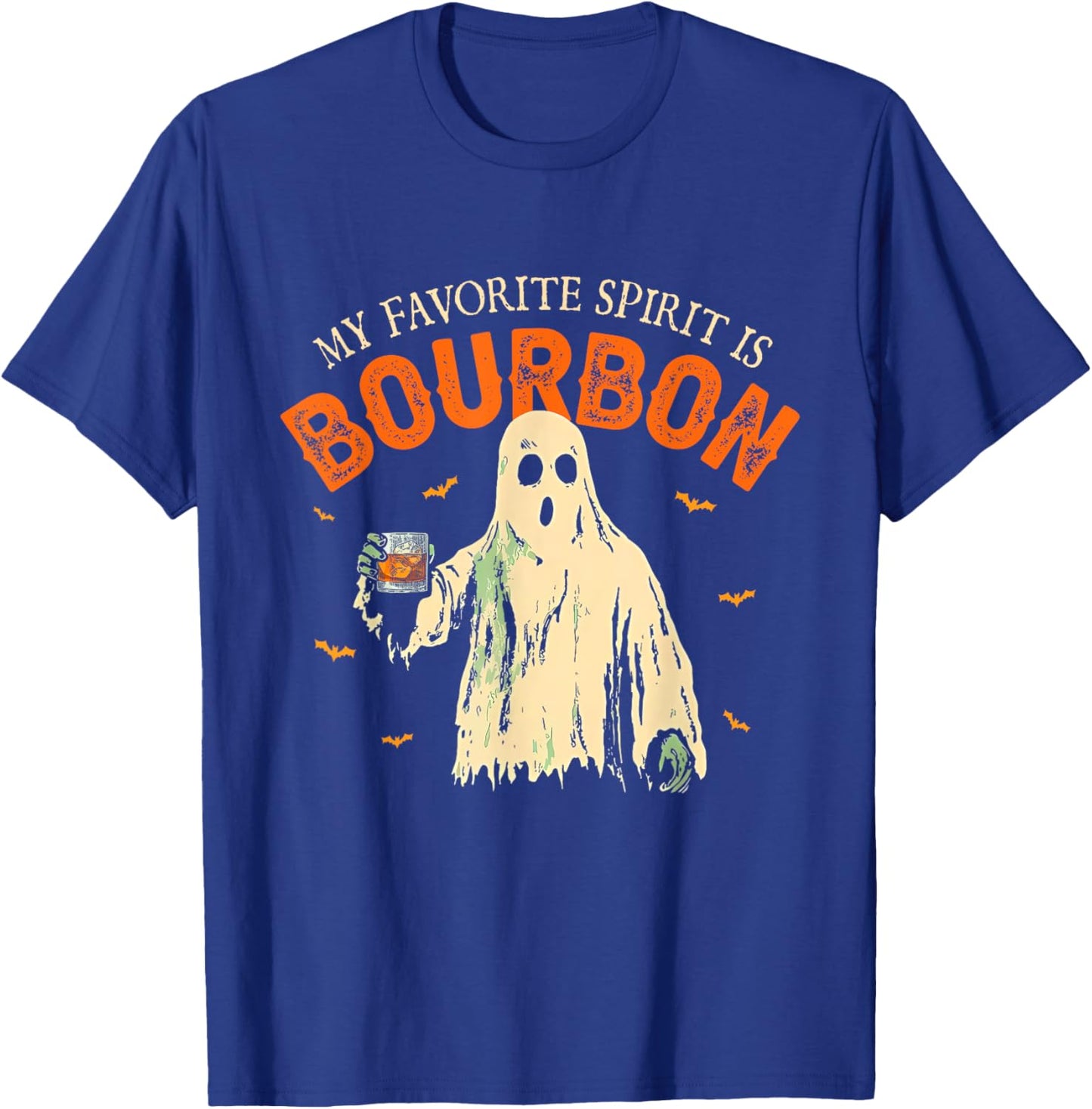 My Favorite Spirit Is Bourbon Funny Ghost Halloween Costume T-Shirt - T-Shirt | Royal