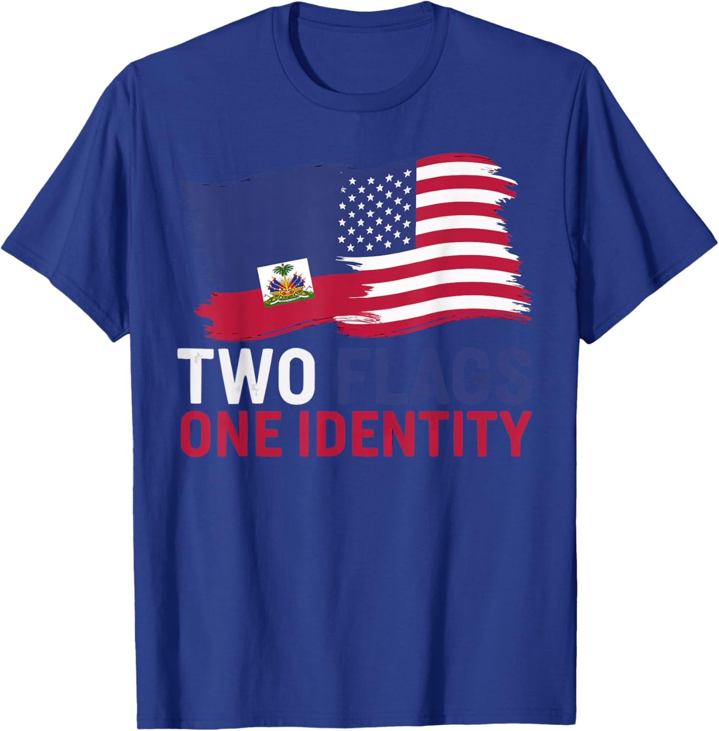 Half Haitian Half American USA Flag Haiti America T-Shirt - T-Shirt | Royal