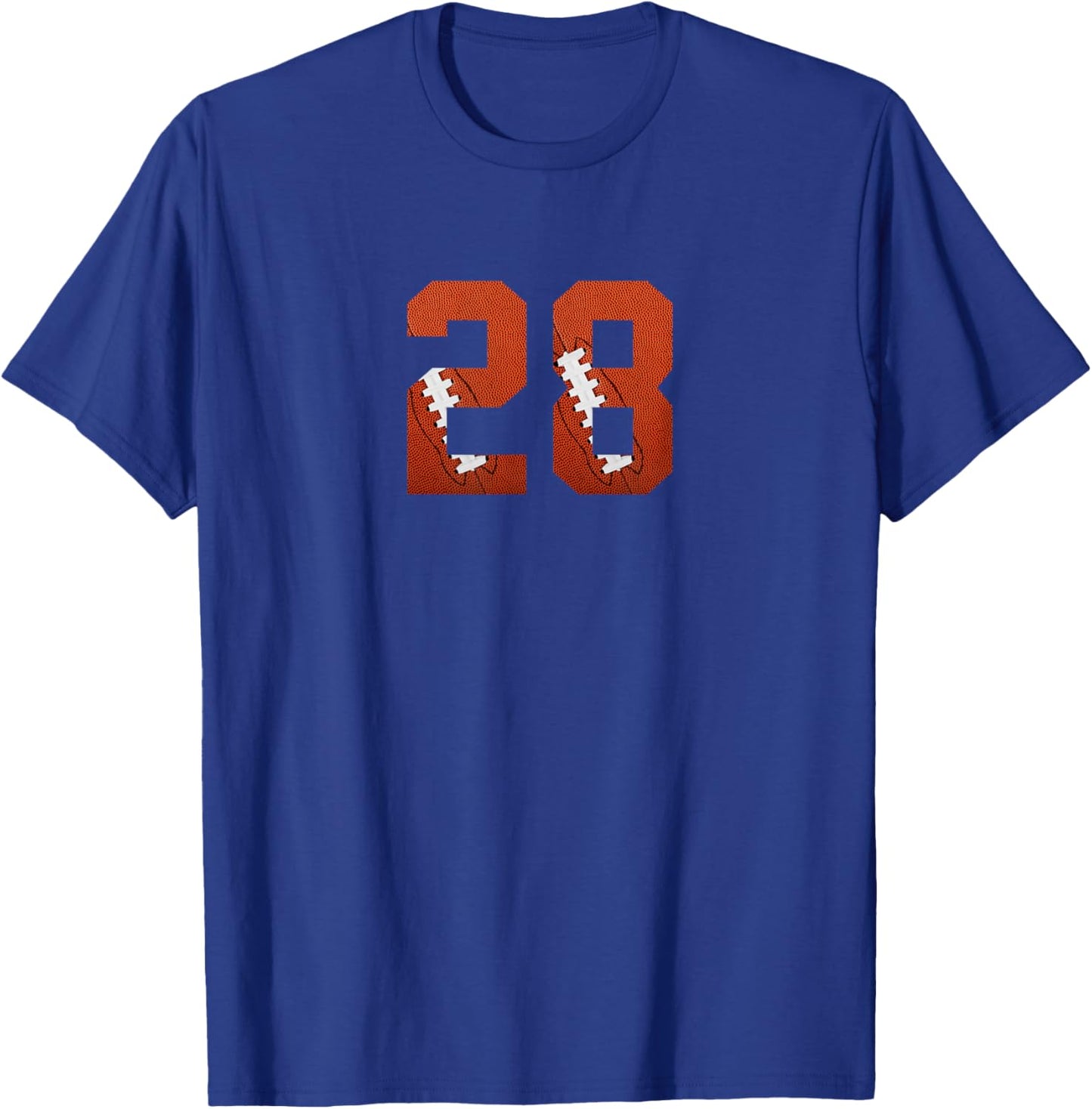 Number 28 - Minimalist American Football Jersey Numbered T-Shirt - T-Shirt | Royal