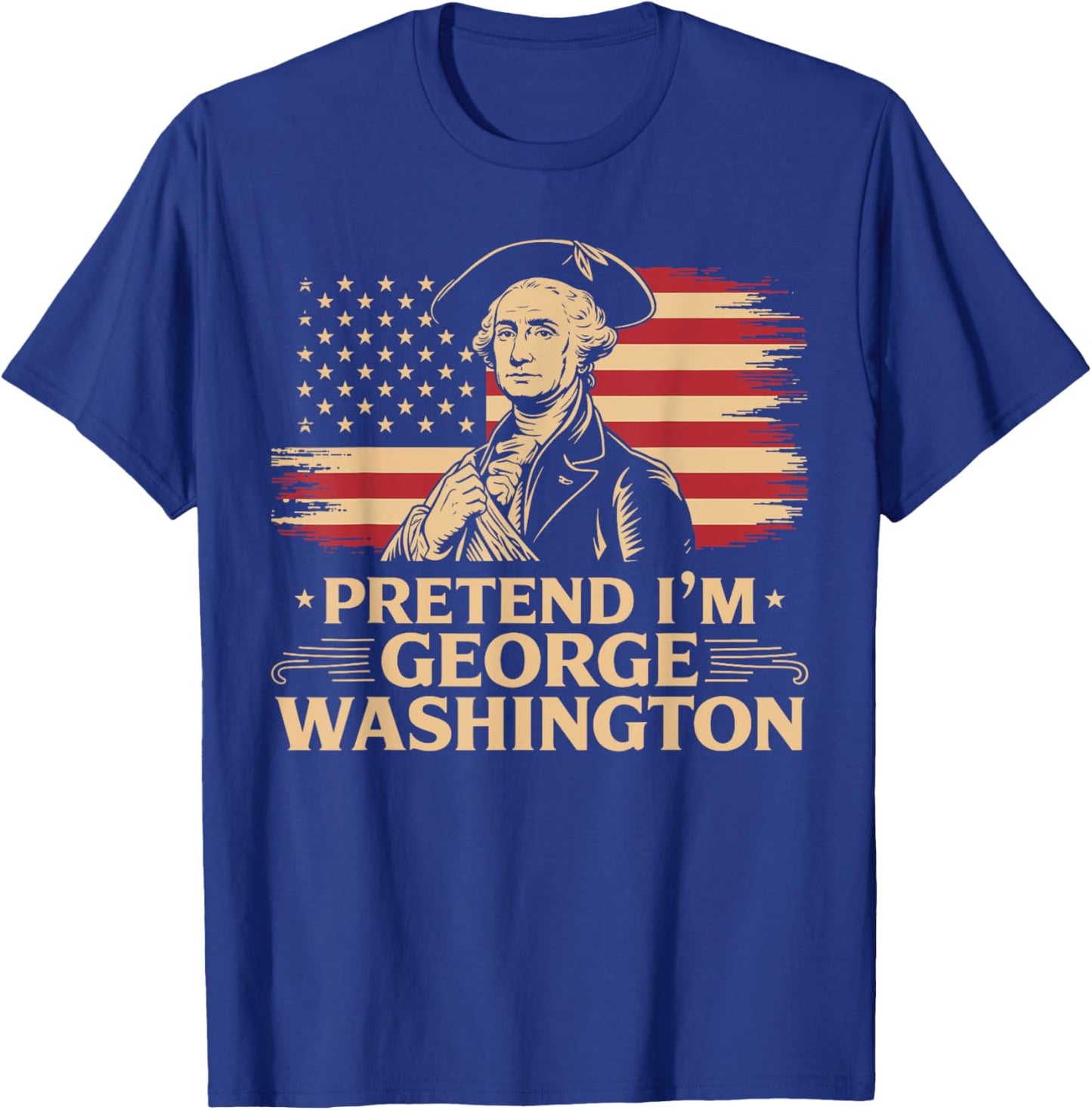 Pretend I'm George Washington Vintage Halloween Costume T-Shirt - T-Shirt | Royal