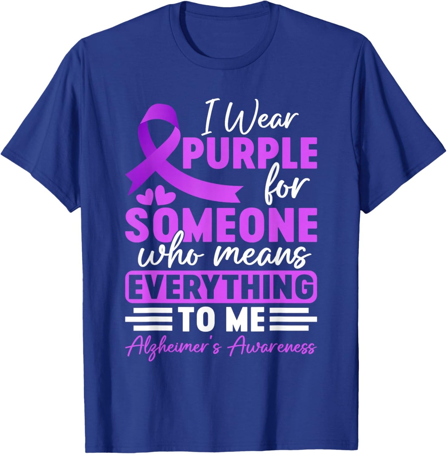 Alzheimer Frontotemporal Dementia Purple Ribbon Memory Loss T-Shirt - T-Shirt | Royal