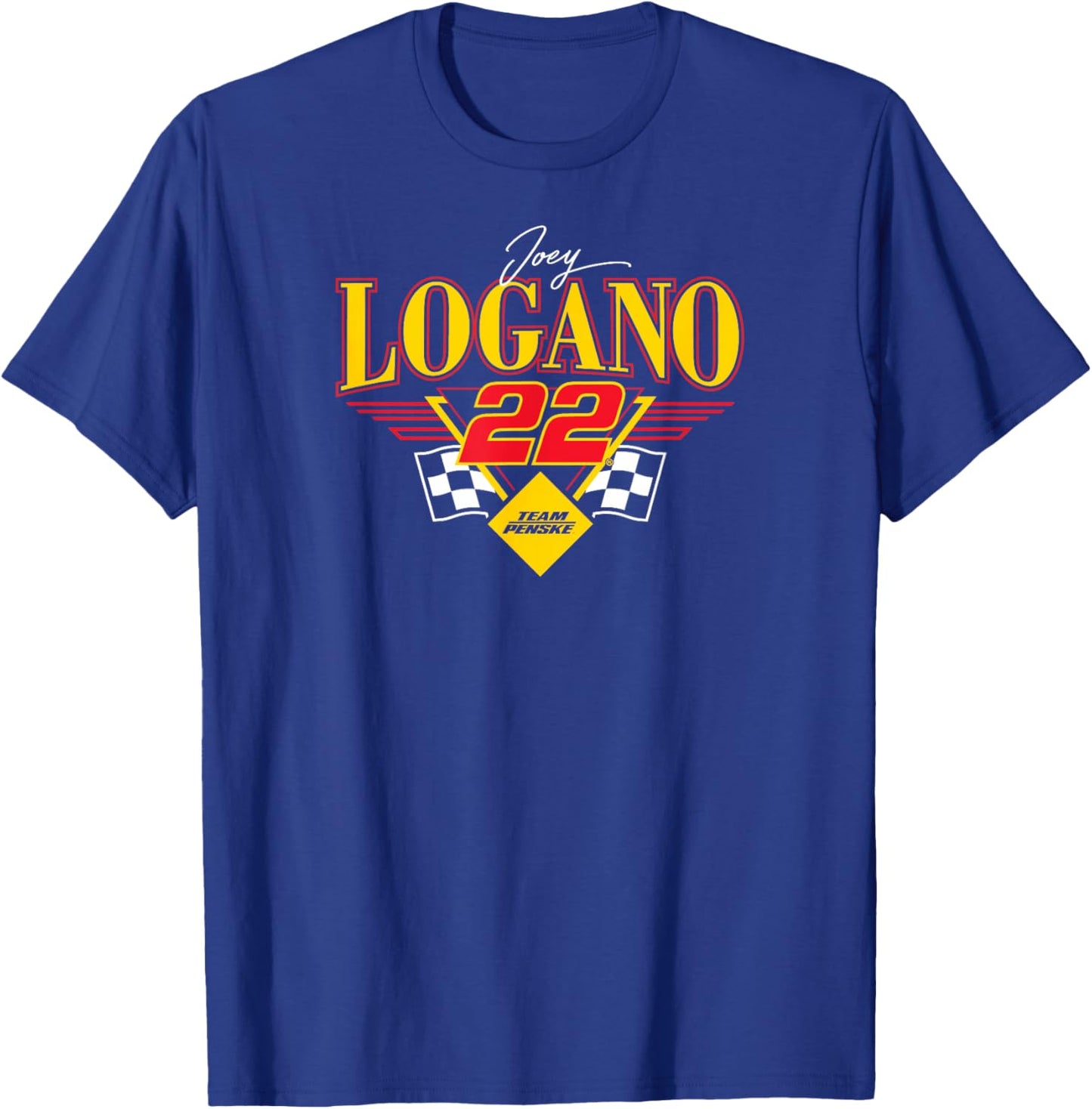 NASCAR - Joey Logano 22 Team Penske Triangle Wings Black T-Shirt - T-Shirt | Royal