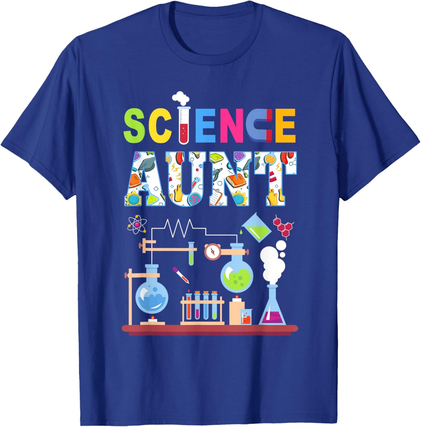 Science Aunt Family Science Birthday Party Matching T-Shirt - T-Shirt | Royal