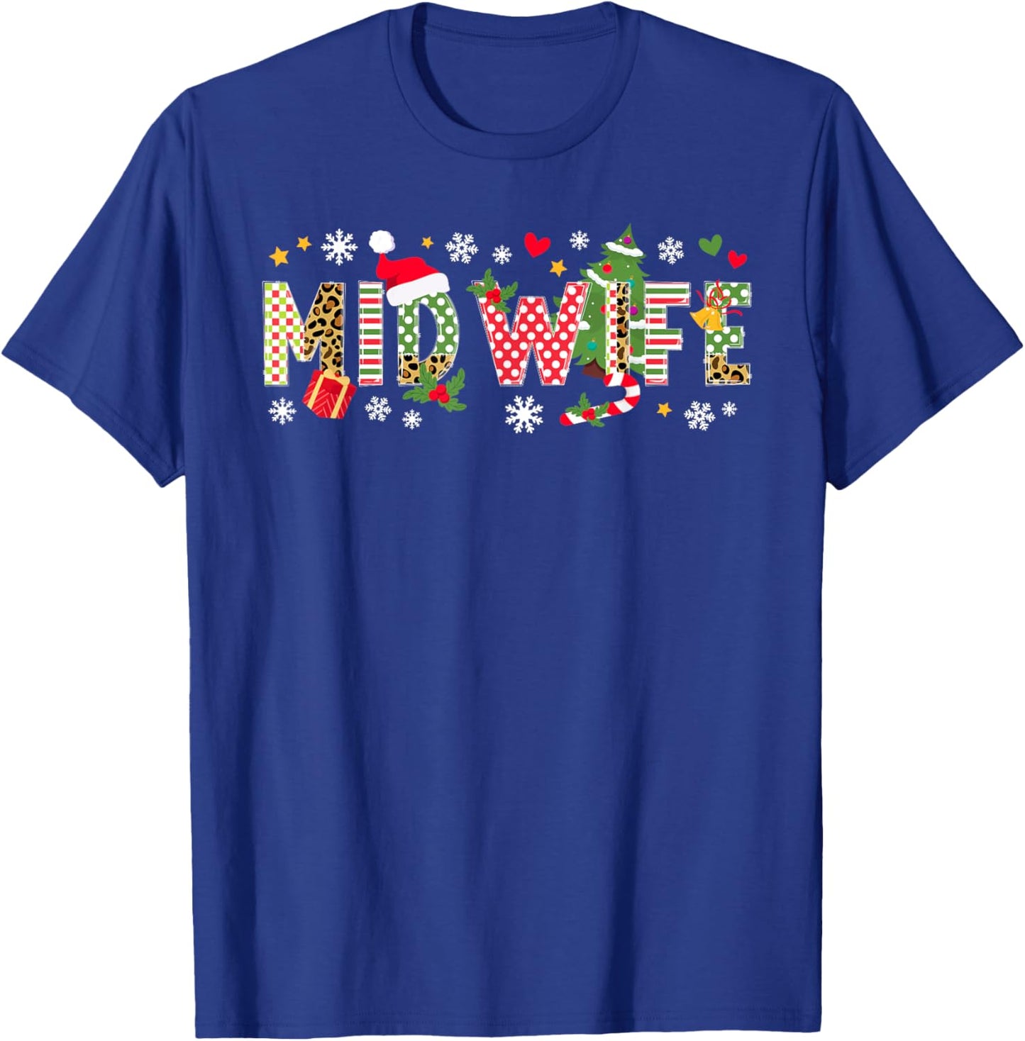 Christmas Midwife Xmas Black Midwife/Birth Worker Christmas , -Adults, Short Sleeve, Small T-Shirt - T-Shirt | Royal
