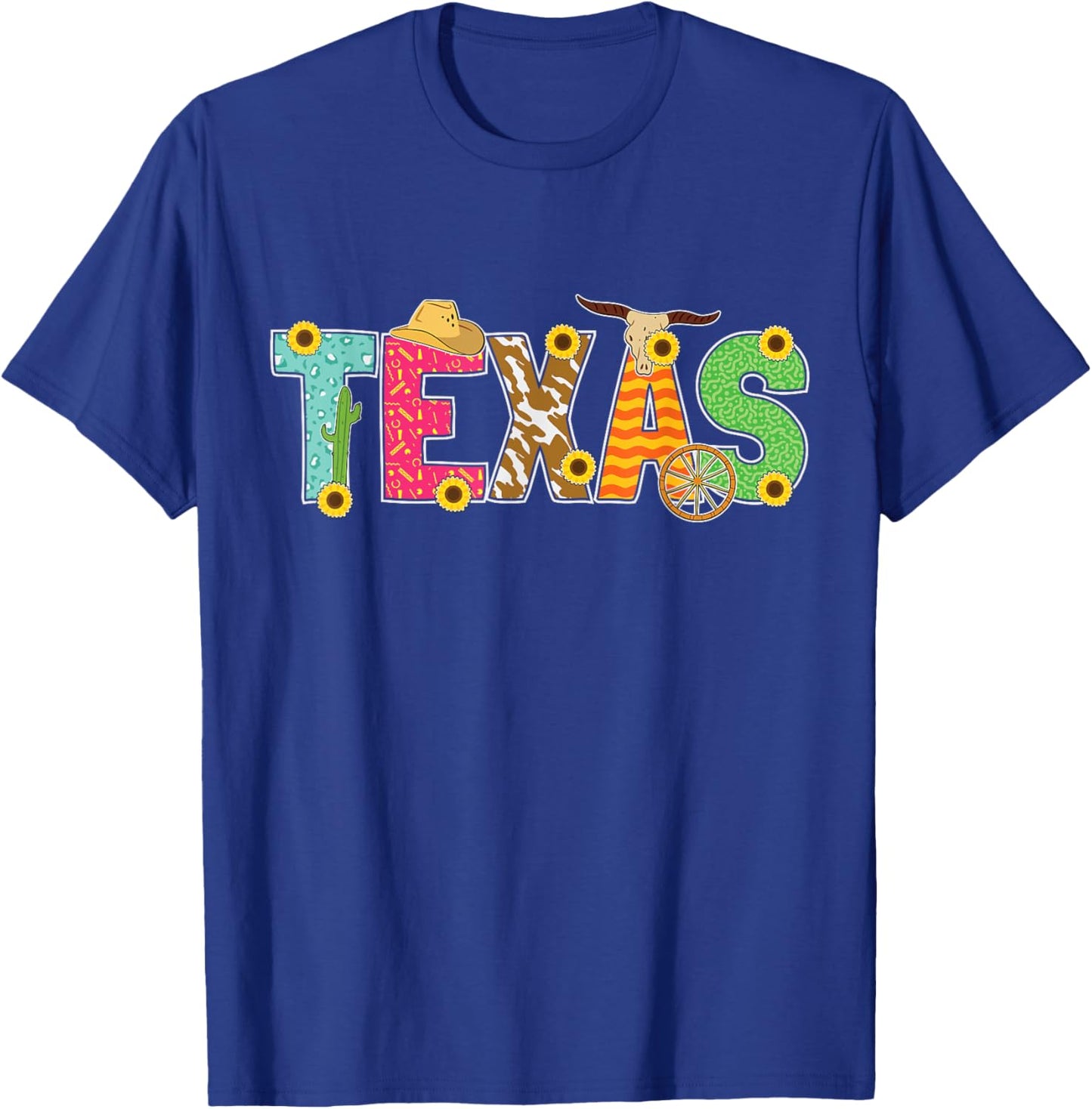 Texas Gift Cool Cactus Proud Texas Gift Western Bull Riding T-Shirt - T-Shirt | Royal