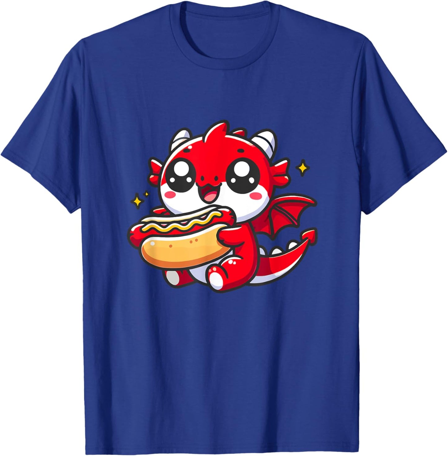 Cute Dragon Eats Hotdog T-Shirt - T-Shirt | Royal
