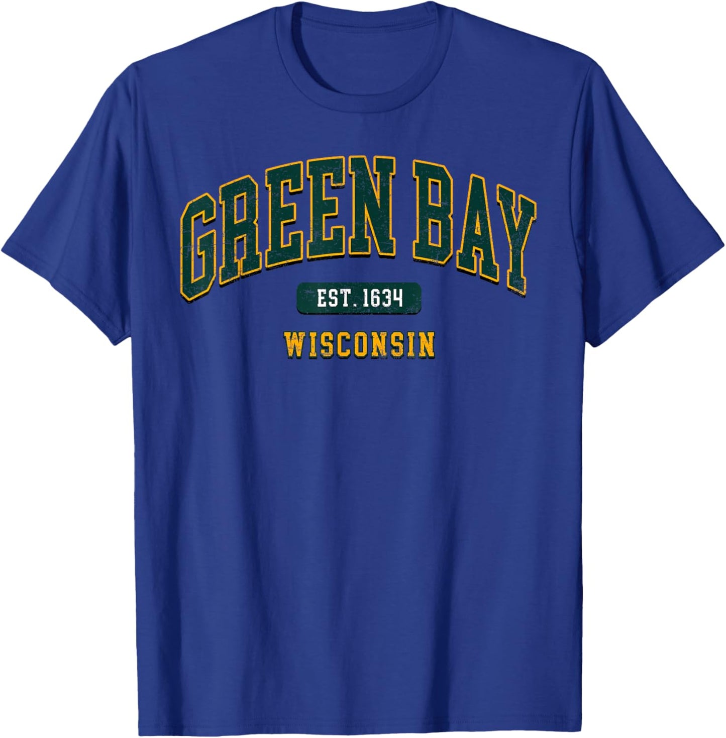 Green Bay Arch Vintage Athletic Sports Design Men Women T-Shirt - T-Shirt | Royal