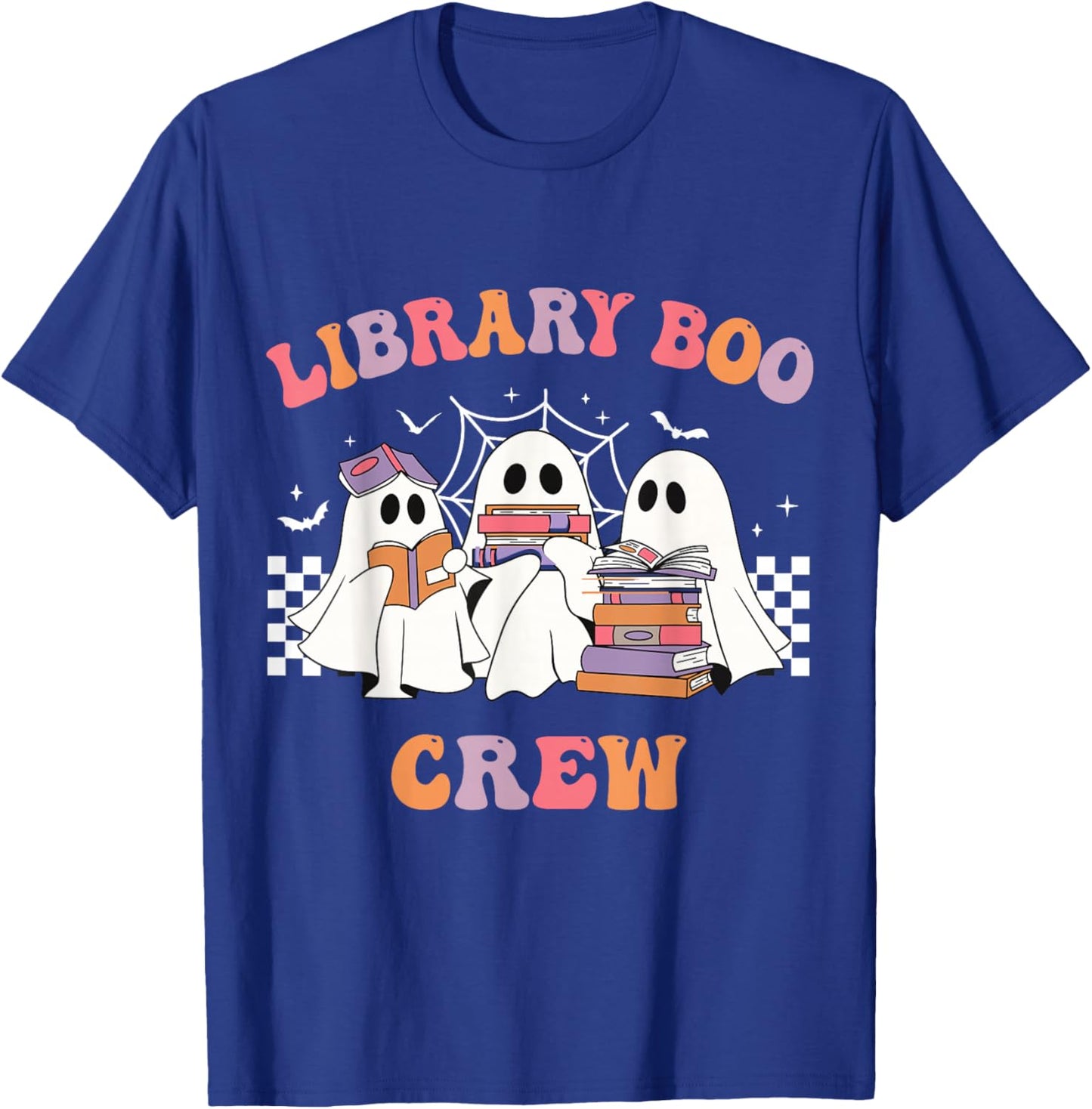 Library Boo Crew Book Lovers Funny Halloween Library Ghost T-Shirt - T-Shirt | Royal