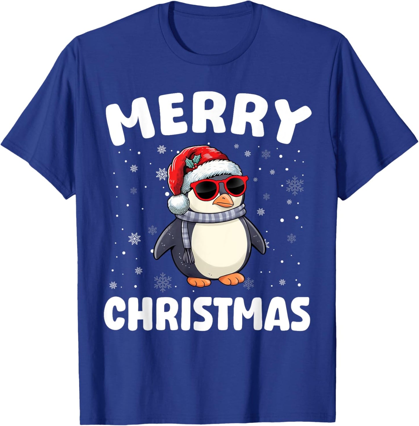 Merry Christmas Penguin Merry Xmas Funny Boy Girl Kids T-Shirt - T-Shirt | Royal