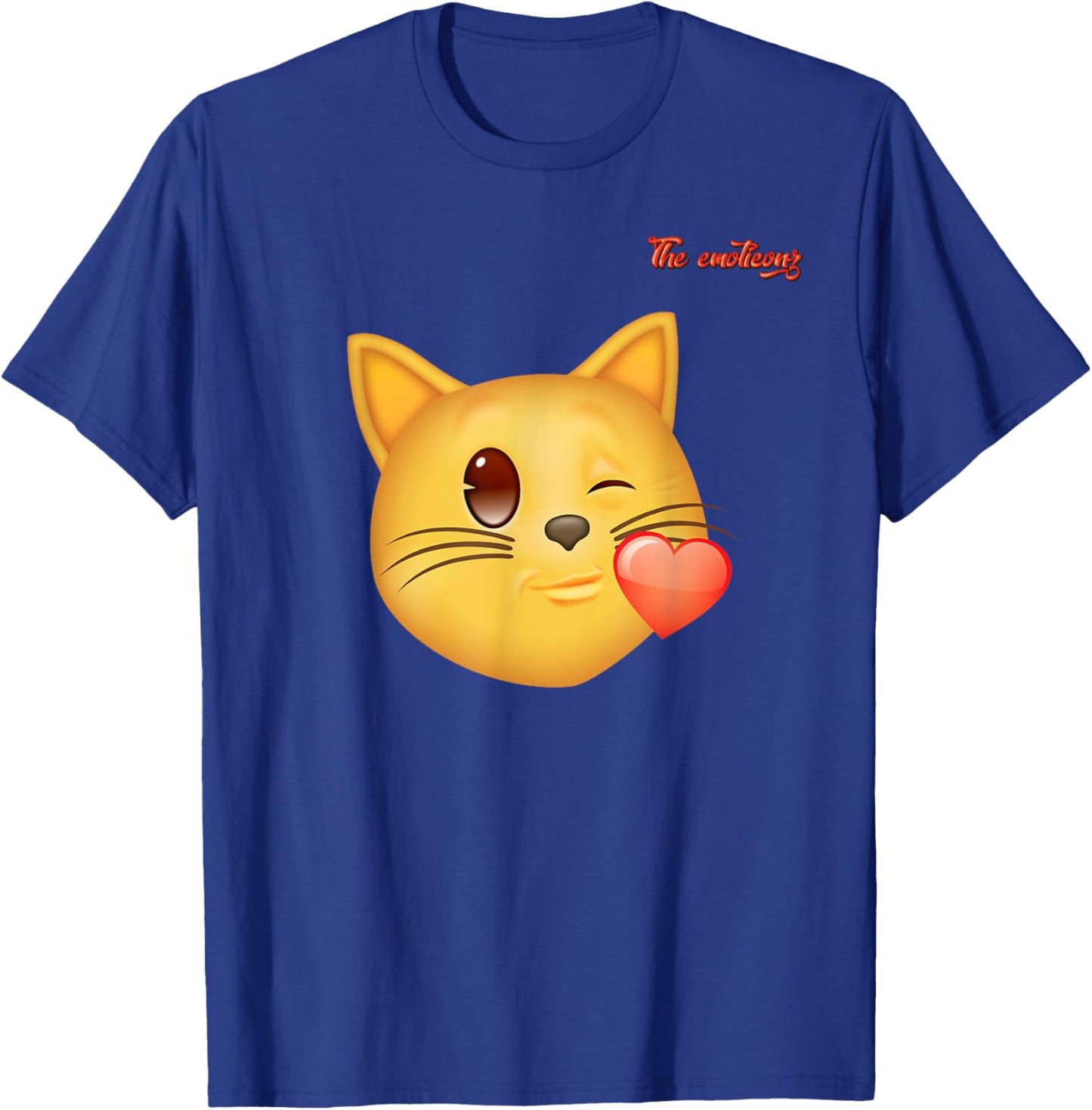 Emoji Winking Kissing Heart Cat Face T-Shirt - T-Shirt | Royal