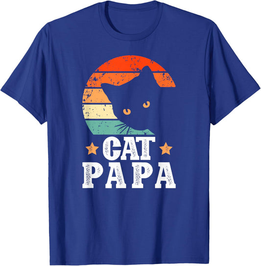 Cat Papa Retro Cat Lover Papa Cat Papa Grandpa T-Shirt - T-Shirt | Royal