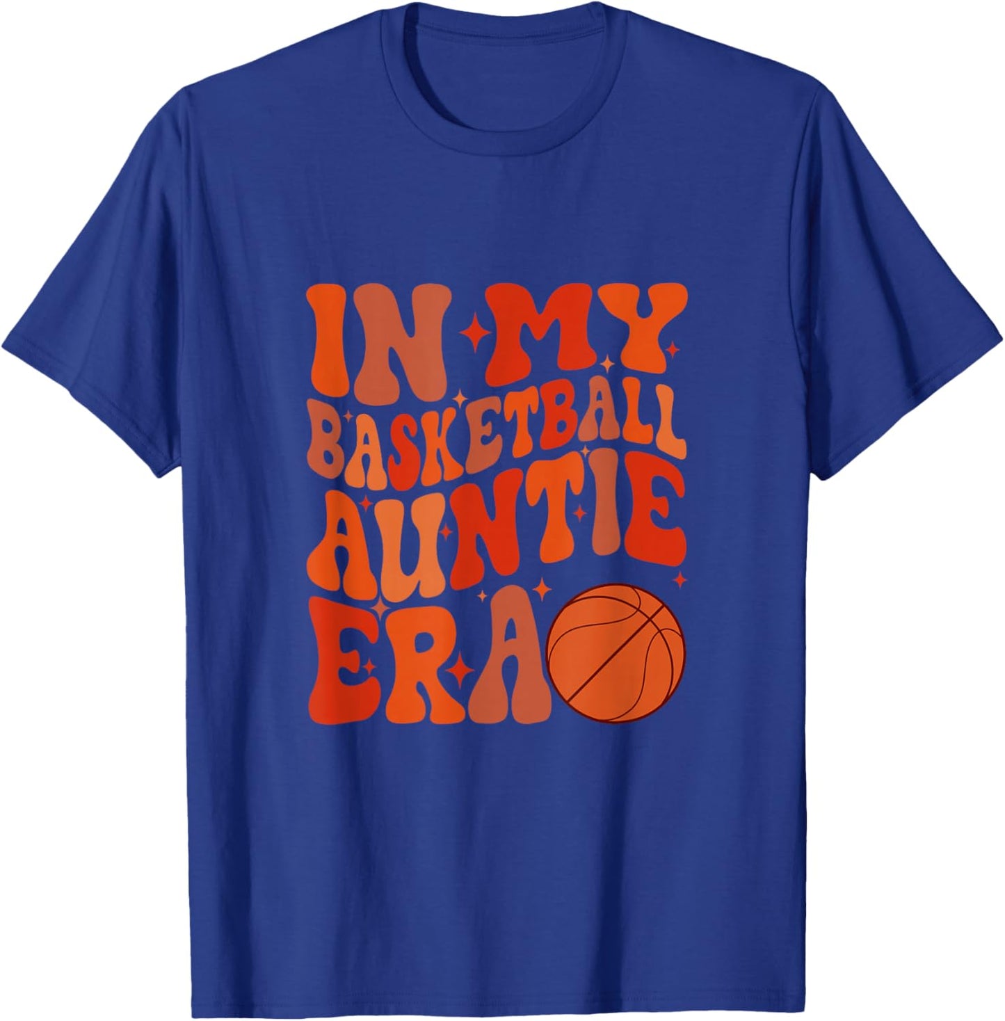 Black Basketball Auntie Groovy Vintage Basketball Auntie T-Shirt - T-Shirt | Royal