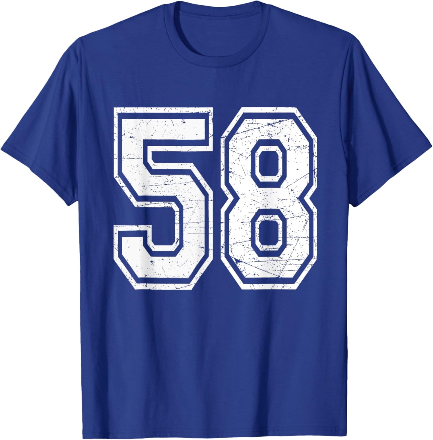 Number 58 Varsity Sports Team Jersey 58th Birthday T-Shirt - T-Shirt | Royal